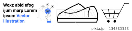 Business processes, ecommerce, workforce management, shopping, human resources, retail. Minimal HR icon, shoe outline cart. Business processes and ecommerce concepts Business processes, ecommerce, workforce management, shopping, human resources, retail. Minimal HR icon, shoe outline cart. Business processes and ecommerce concepts 134883538