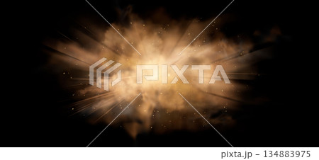 Sand explosion with flying dust particles Sand explosion with flying dust particles 134883975