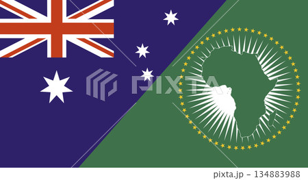 Flag of Australia and African Union. Economic union between countries Flag of Australia and African Union. Economic union between countries 134883988