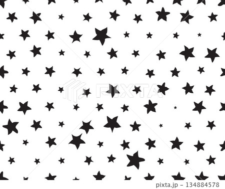 Seamless pattern with black stars on a white background 134884578