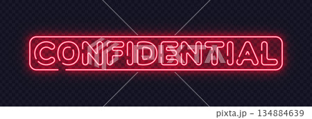 Red neon confidential sign in minimal vector...のイラスト素材 [134884639] - PIXTA