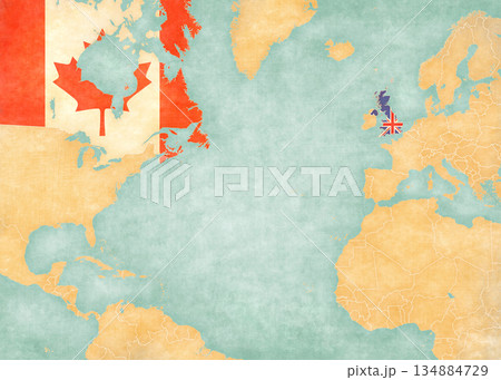 Map of North Atlantic Ocean - Canada and United Kingdom Map of North Atlantic Ocean - Canada and United Kingdom 134884729
