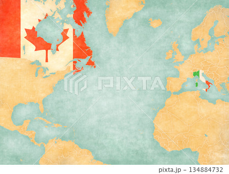 Map of North Atlantic Ocean - Canada and Italy Map of North Atlantic Ocean - Canada and Italy 134884732