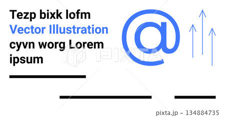 Digital growth, email, communication, business solutions, online services, marketing strategy. Blue at symbol with upward arrows and placeholder text. Digital growth and email highlighted Digital growth, email, communication, business solutions, online services, marketing strategy. Blue at symbol with upward arrows and placeholder text. Digital growth and email highlighted 134884735