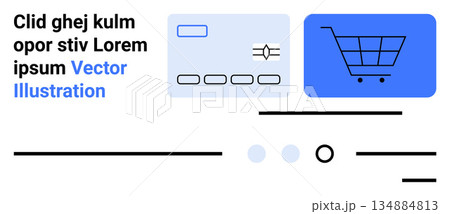 E-commerce, financial transactions, digital marketing, retail, online payments, shopping platforms. Credit card alongside a shopping cart icon. E-commerce and online payments concept E-commerce, financial transactions, digital marketing, retail, online payments, shopping platforms. Credit card alongside a shopping cart icon. E-commerce and online payments concept 134884813