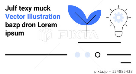 Innovation, sustainable development, creativity, renewable energy, ecology, modern design. Abstract light bulb and leaf symbols on white. Innovation and sustainable development theme Innovation, sustainable development, creativity, renewable energy, ecology, modern design. Abstract light bulb and leaf symbols on white. Innovation and sustainable development theme 134885438