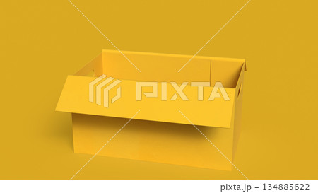 Empty Yellow Box Concept for Packaging and Business Use 3d render. Empty Yellow Box Concept for Packaging and Business Use 3d render. 134885622