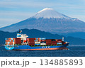 静岡 清水 三保真崎海岸で年の瀬に見た雪化粧している富士山と貨物船 静岡 清水 三保真崎海岸で年の瀬に見た雪化粧している富士山と貨物船 134885893