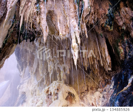 日光市　湯沢噴泉塔　温泉の析出物 134885926