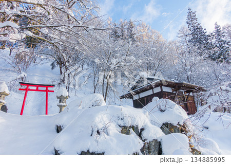 【伝行山】鳥居と下堂と雪景色【北安曇郡白馬村】 134885995