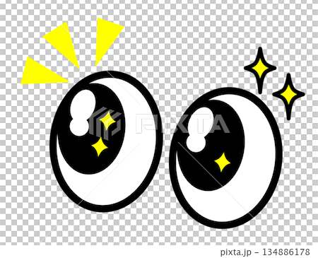 驚いたりビックリして目玉を見開いて注目した瞳のイラスト 134886178