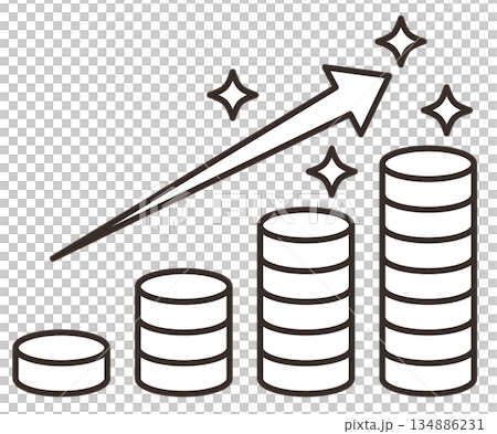 Illustration of a business that increases assets and profits by investing to reach the target amount 134886231
