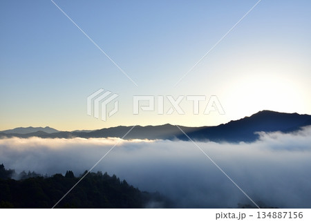 浦佐・ヤゴ平林道東屋からの魚沼盆地の雲海 134887156