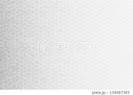 キラキラ輝く繊細な銀色の模様に青海波柄を重ねた背景画像13 134887305