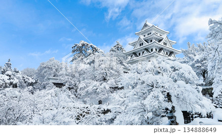 雪の郡上八幡城 134888649
