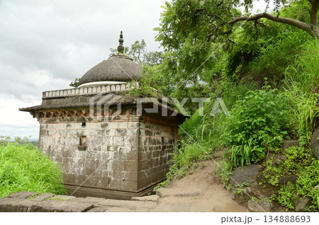 Muslim places of worship at Daulatabad fort entrance in maharashtra india. Built with massive stone walls showcasing medieval military architecture and cultural heritageIt is now an important tourist Muslim places of worship at Daulatabad fort entrance in maharashtra india. Built with massive stone walls showcasing medieval military architecture and cultural heritageIt is now an important tourist 134888693