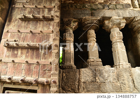 Daulatabad fort entrance in maharashtra india. Built with massive stone walls showcasing medieval military architecture and cultural heritageIt is now an important tourist attraction. Daulatabad fort entrance in maharashtra india. Built with massive stone walls showcasing medieval military architecture and cultural heritageIt is now an important tourist attraction. 134888757