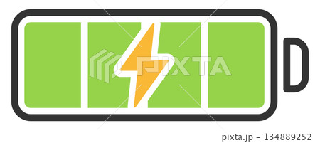充電中のバッテリー・電池マークのフラットアイコン 134889252
