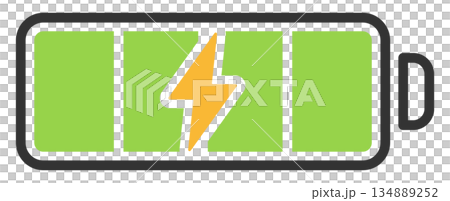 充電中のバッテリー・電池マークのフラットアイコン 134889252