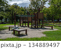 緑に囲まれた公園の遊具 134889497