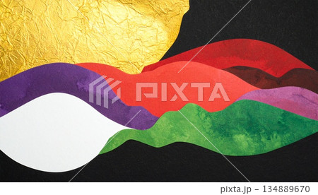 高級感のある和紙、和風イメージの背景素材 134889670