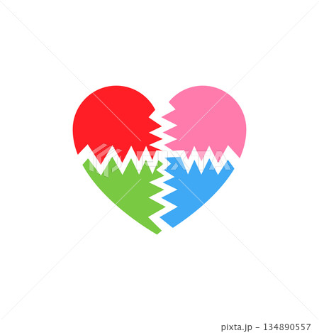 Broken heart icon 134890557