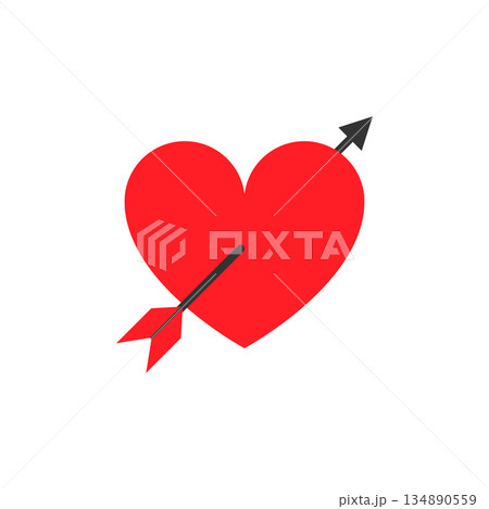 Red heart and arrow symbol 134890559