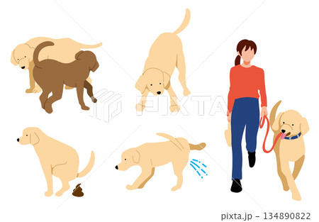 犬　手書きイラスト　セット 134890822