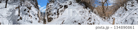 愛鷹山塊　真冬の割石峠　パノラマ写真 134890861