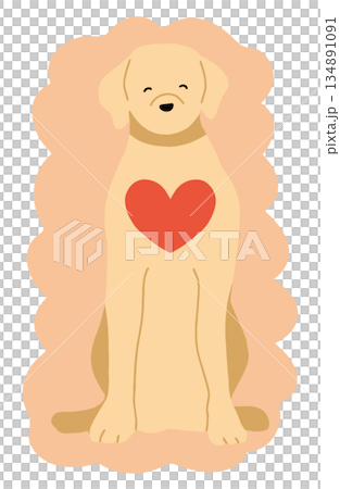 Dog hand-drawn illustration heart 134891091