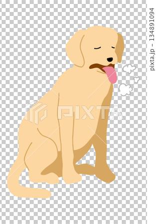 Dog hand-drawn illustration breathing heavily 134891094