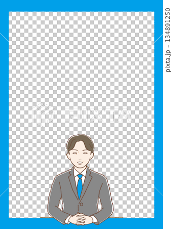 手を組んで笑顔で対応するスーツの中高年男性 134891250