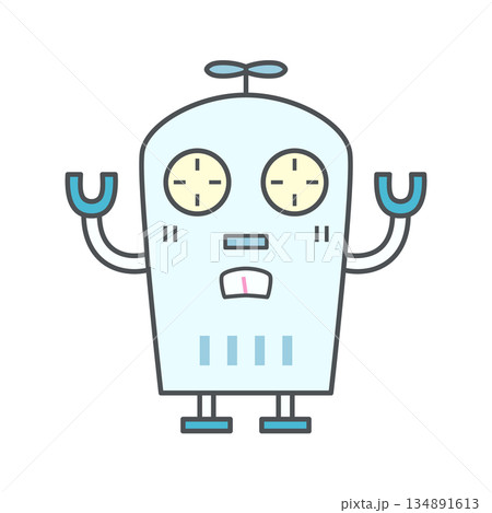 ロボットイラスト（両手を挙げる） 134891613