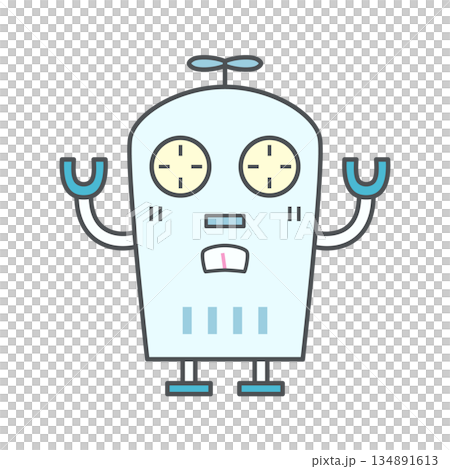 Robot illustration (raising both hands) 134891613