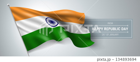 India happy republic day greeting card, banner vector illustration. 134893694