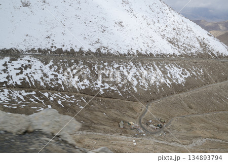 Changla Pass, one of the highest motorable roads in the world, at 5,275 meters above sea level, travels between Leh Ladakh and Pangong Lake. Located at Leh in India. Changla Pass, one of the highest motorable roads in the world, at 5,275 meters above sea level, travels between Leh Ladakh and Pangong Lake. Located at Leh in India. 134893794