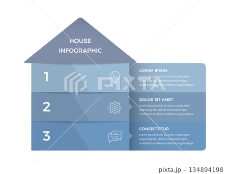 House infographic with three levels House infographic with three levels 134894198