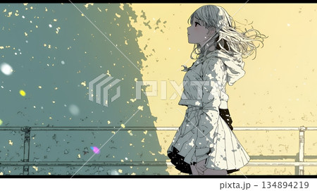 未来に向かって歩き出す女子高生 134894219