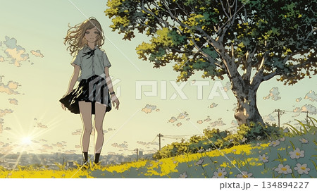 未来に向かって歩き出す女子高生