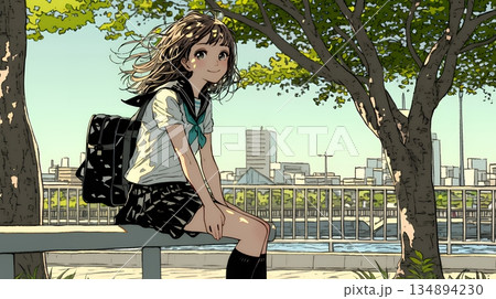 未来に向かって歩き出す女子高生