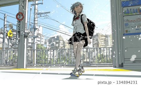 未来に向かって歩き出す女子高生