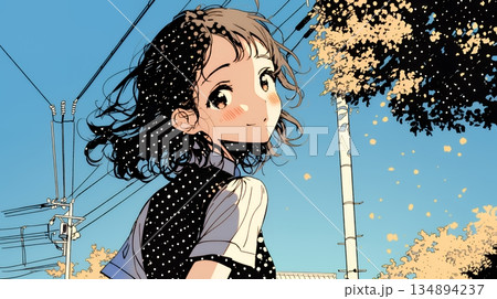 未来に向かって歩き出す女子高生 134894237