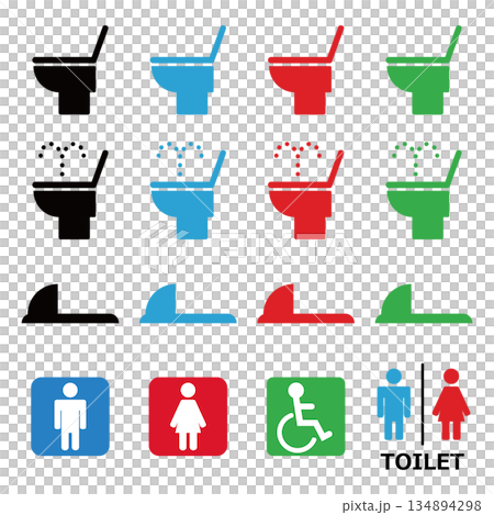 簡單的廁所圖示集 134894298