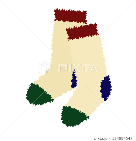 防寒用のふわふわした可愛い靴下 134894547