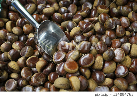 Fresh Chestnuts Full Frame Background  134894763
