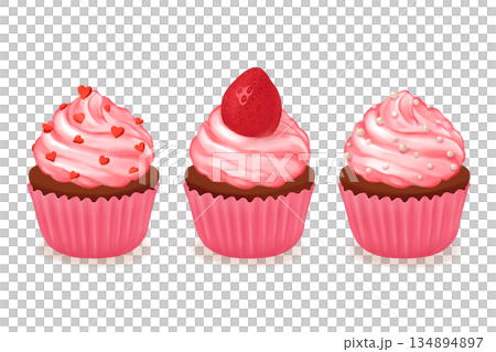 粉紅蛋糕插畫 134894897