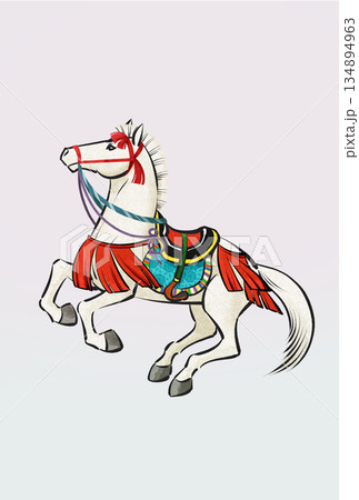 馬 午年 白馬 日本の馬 和風の馬 馬 午年 白馬 日本の馬 和風の馬 134894963