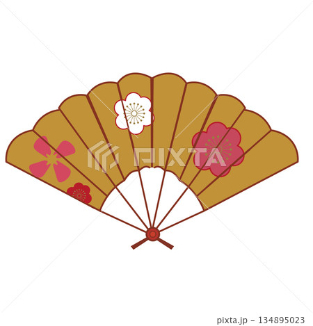 扇子。正月飾り。和風の扇子のイラスト。扇。ベクターイラスト 134895023