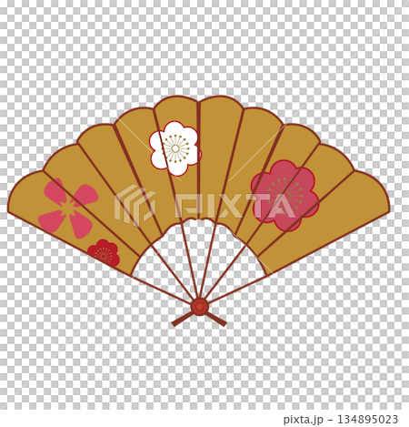 扇子。正月飾り。和風の扇子のイラスト。扇。ベクターイラスト 134895023