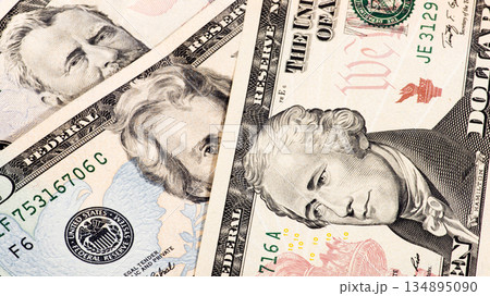 Fragment of dollars closeup Fragment of dollars closeup 134895090